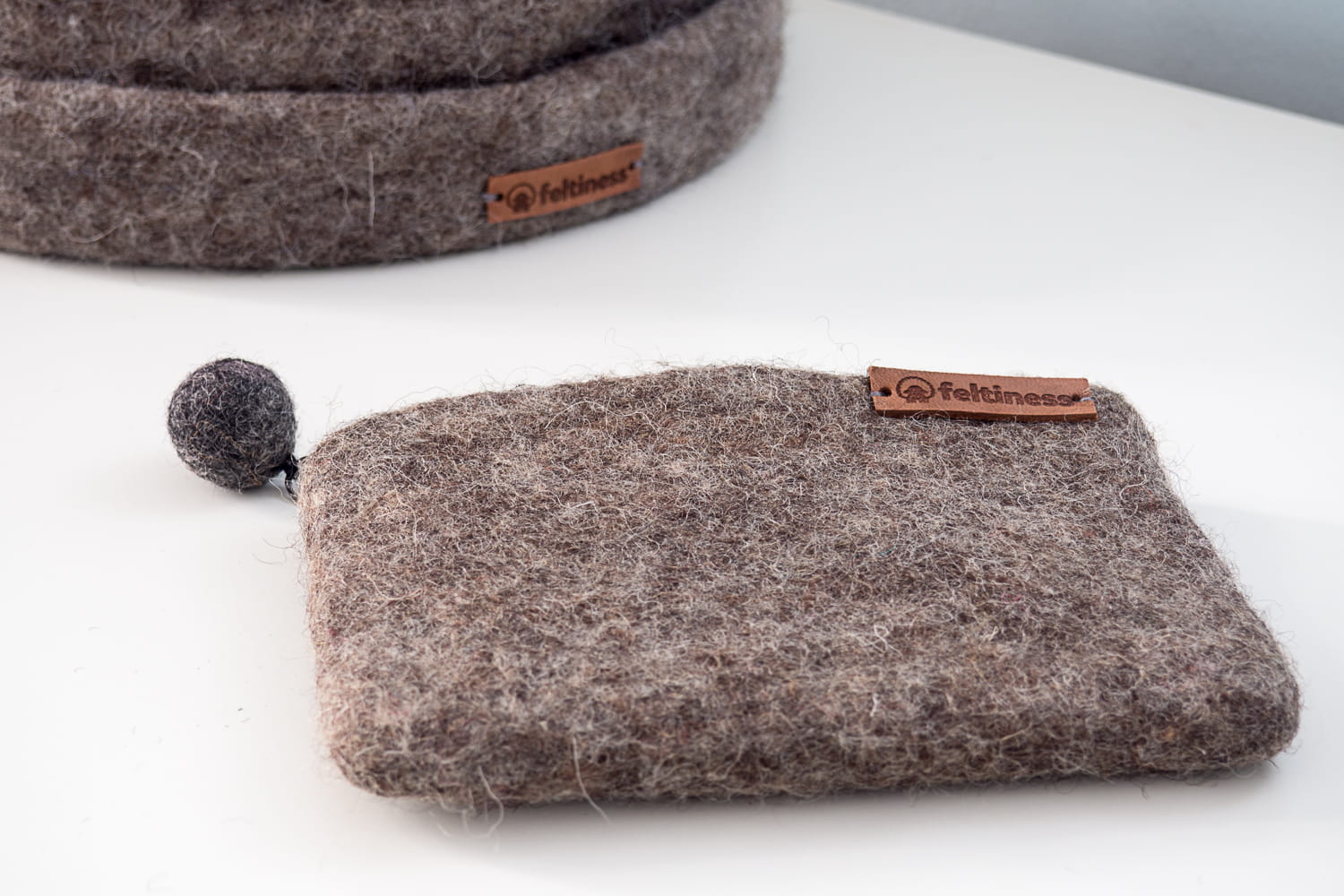 Portfel wełniany handmade Popielaty - obrazek 2
