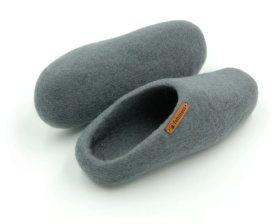 Paputy Popielate - kapcie wełniane