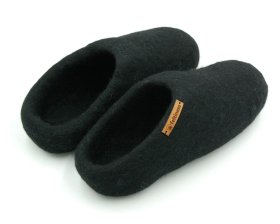 Alternative view of Paputy Czarne - kapcie filcowe z wełny