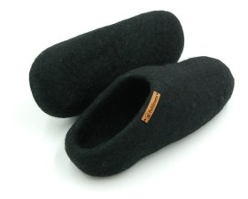 Paputy Czarne - kapcie filcowe z wełny