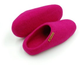Paputy Różowe - kapcie filcowe z wełny