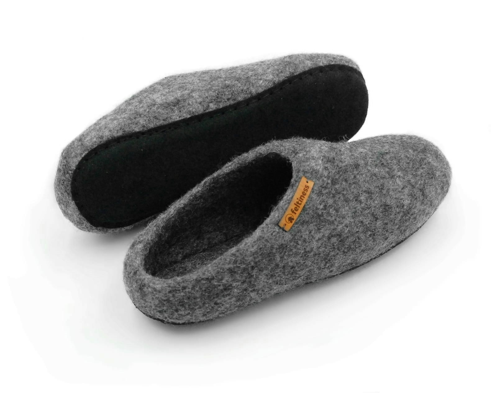 Paputy Natural Dark z podeszwą - kapcie wełniane