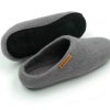 Paputy Popielate z podeszwą - papcie wełniane