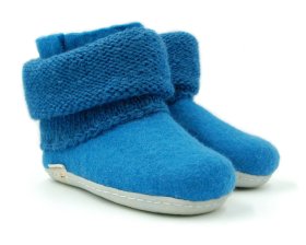 Alternative view of Bambosze Lazurowe z kołnierzem - papcie z wełny