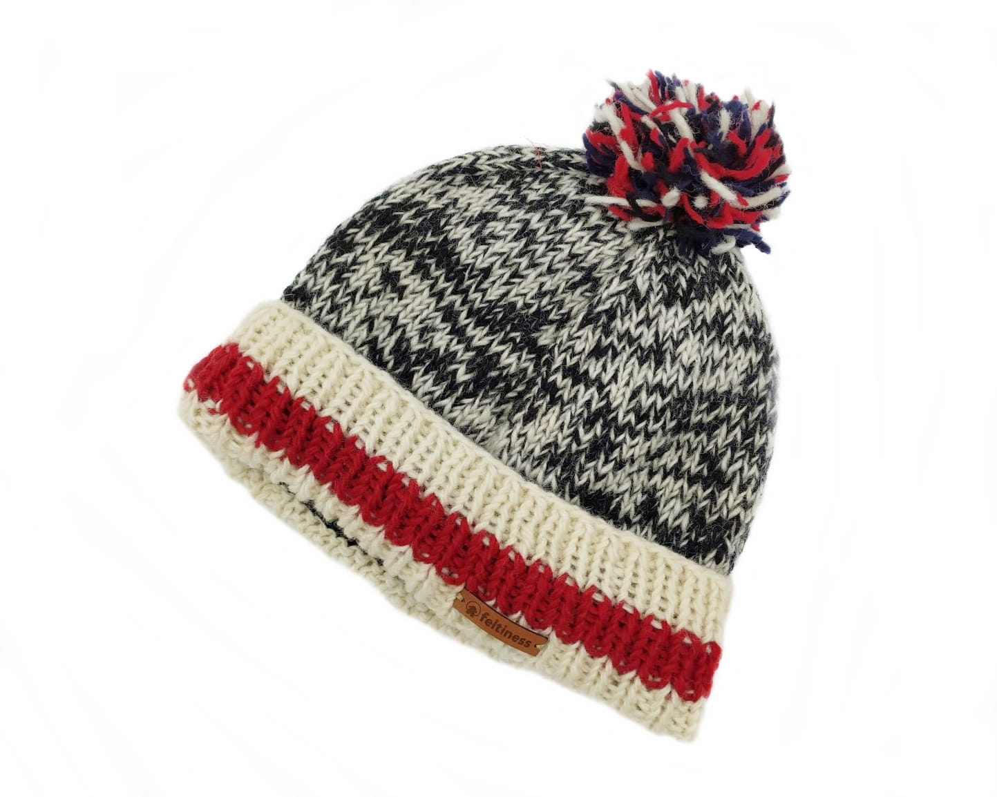 Czapka wełniana z pomponem - obrazek 2