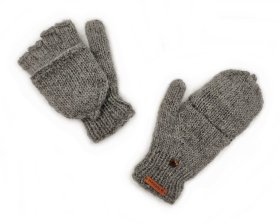 Rękawiczki wełniane z klapką bez palców