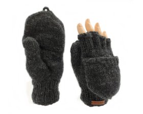 Alternative view of Rękawiczki wełniane z klapką Czarne
