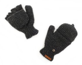 Rękawiczki wełniane z klapką Czarne