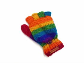 Rękawiczki wełniane z klapką Multikolor