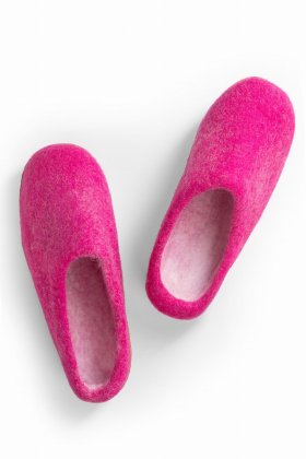 Paputy filcowe chodaki różowe z podeszwą - Feltiness