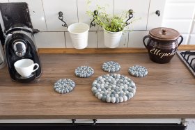 Alternative view of Podstawki podkładki wełniane na stół Popielate