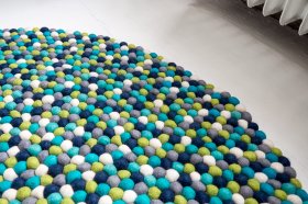 Dywan z filcowych kulek - Morski Błękit - Feltiness