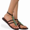 Sandały etniczne ze skóry Green Beads