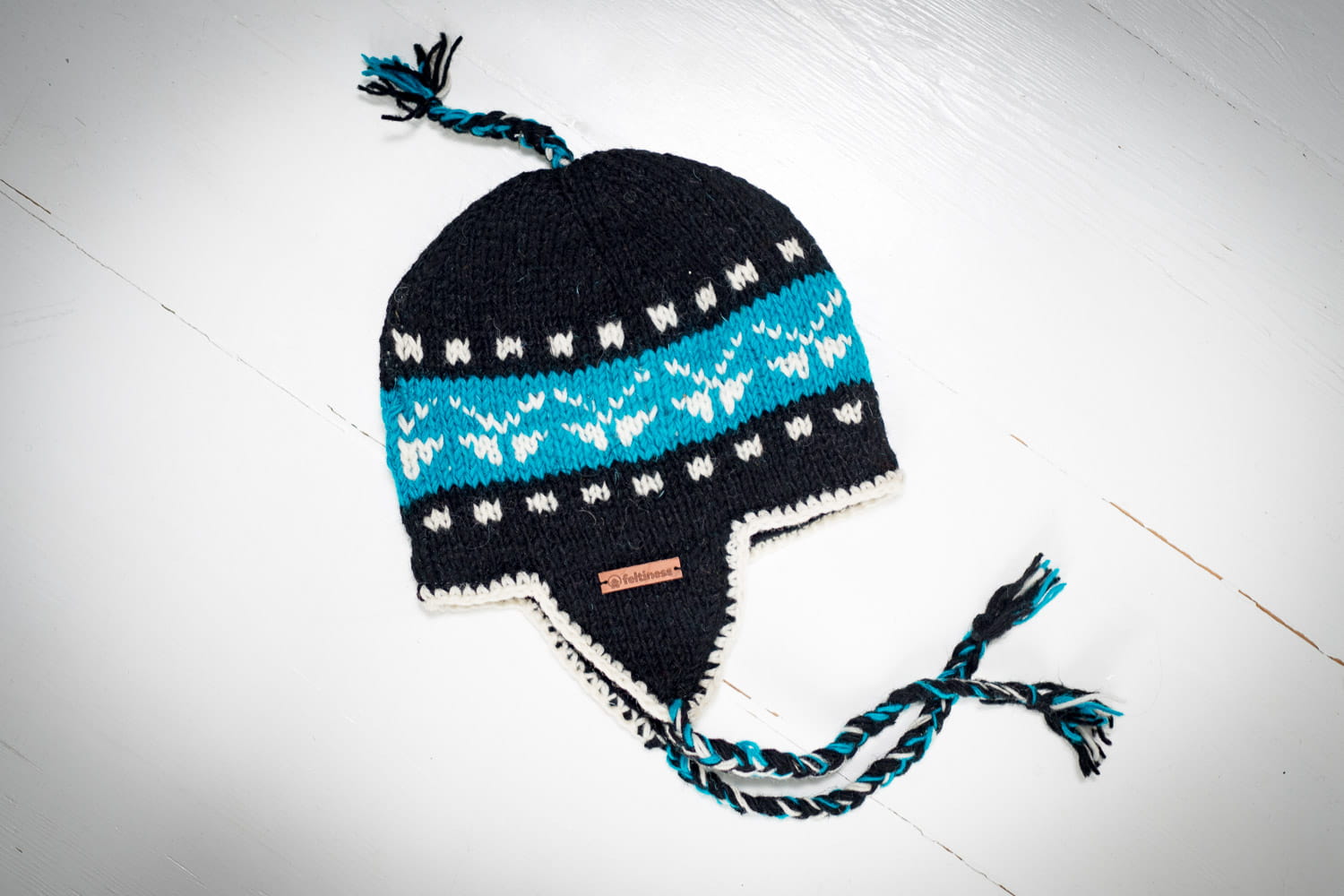 Czapka wełniana z nausznikami granatowa - obrazek 3