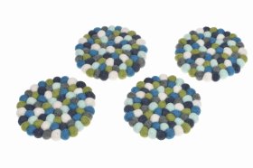 Podkładki wełniane pod filiżanki Błękitne - Feltiness