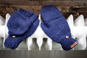 Rękawiczki wełniane z klapką Granat - Feltiness