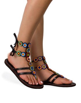Sandały ze skóry w stylu boho Gladiator Multi